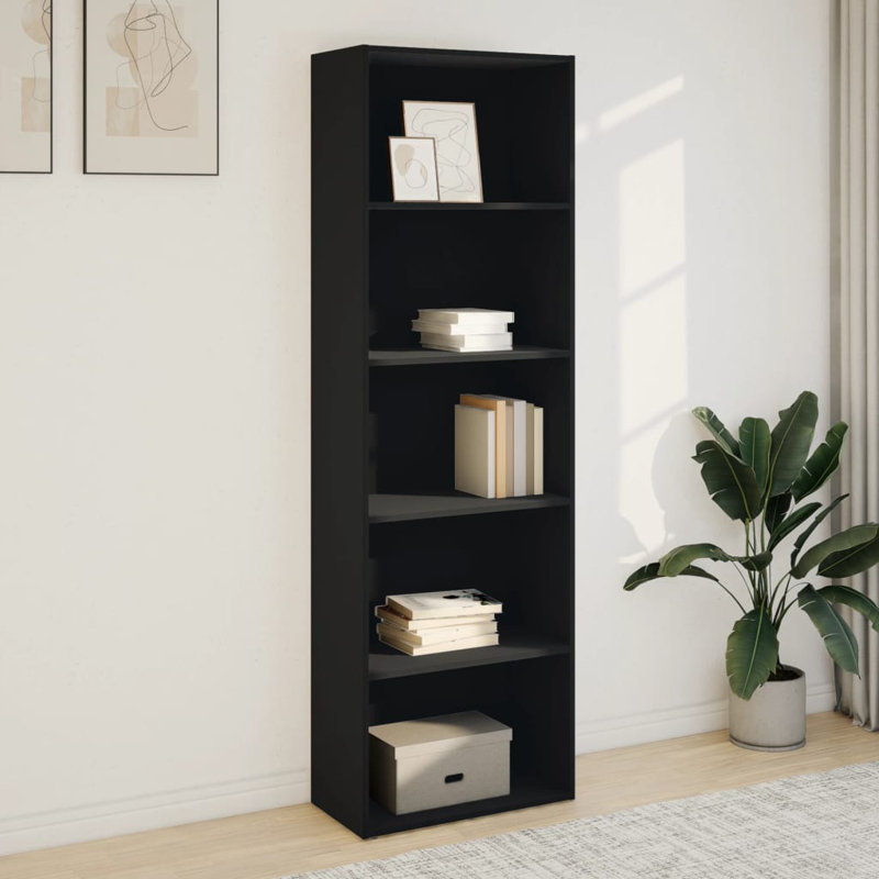 Analuisa Bookcase, (4 Shelves) 189cm H x 60cm W x 30cm D, Black