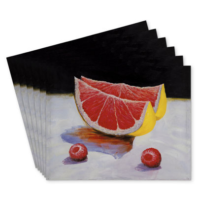 Grapefruit Slices Polyester Placemats Set of 6 | Home Decor