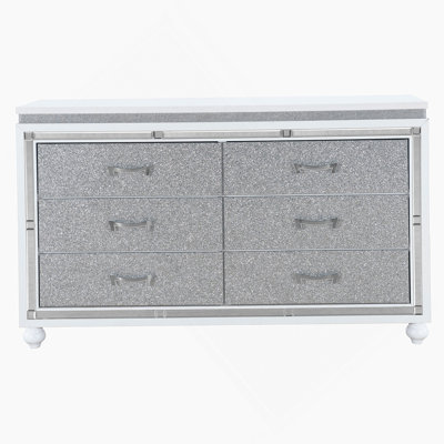 Commode horizontale en bois manufacturé avec 6 tiroirs