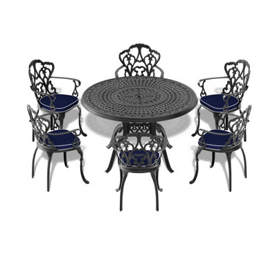 Table de salle à manger 46,68 po en aluminium coulé avec trou pour parasol 46,68 po