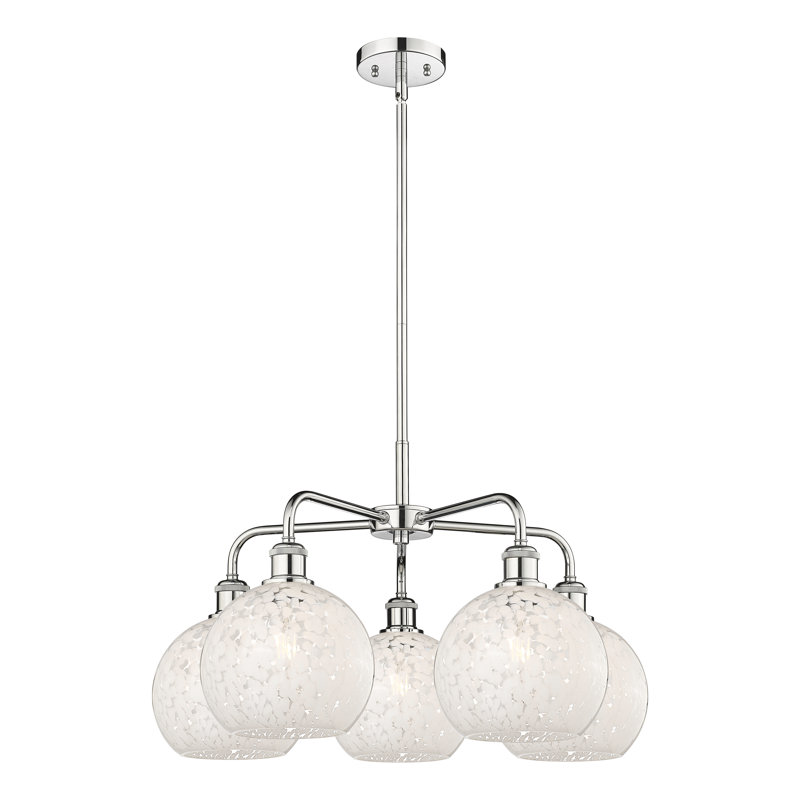 Bellagrace 5 - Light Dimmable Globe Chandelier, 15.5" H x 26" W x 26" D, Polished Chrome