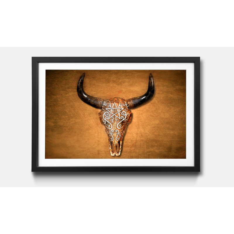 Bison Skull - Single Picture Frame Print, 40cm H x 60cm W