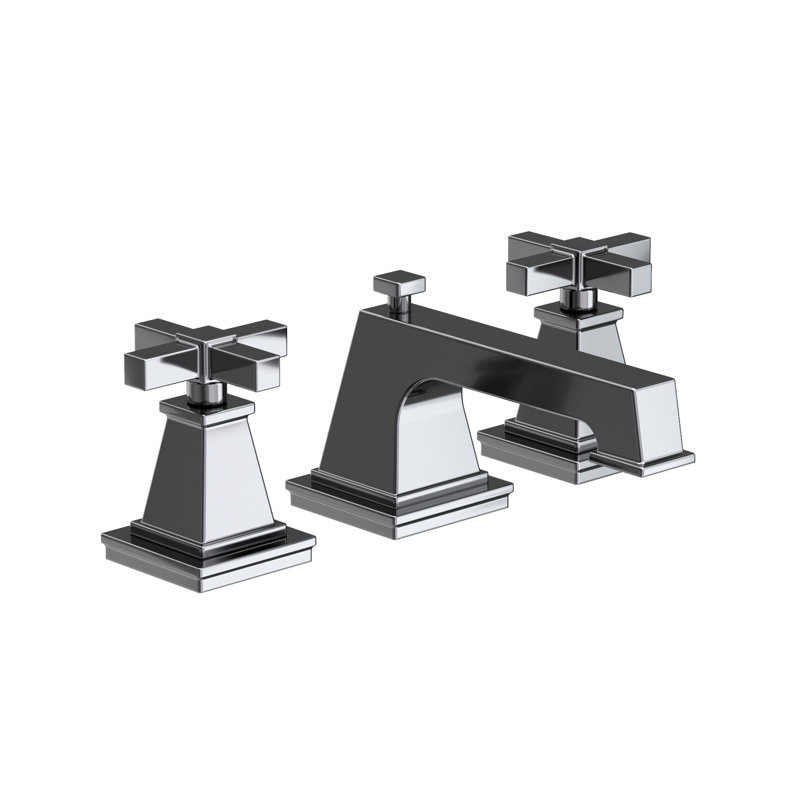 Malvina Widespread Bathroom Faucet with Drain Assembly, Midnight Chrome