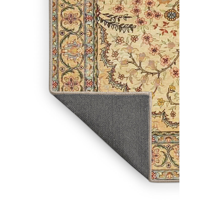 Tapis oriental vert / jaune, Rectangle 5 pi x 7 pi