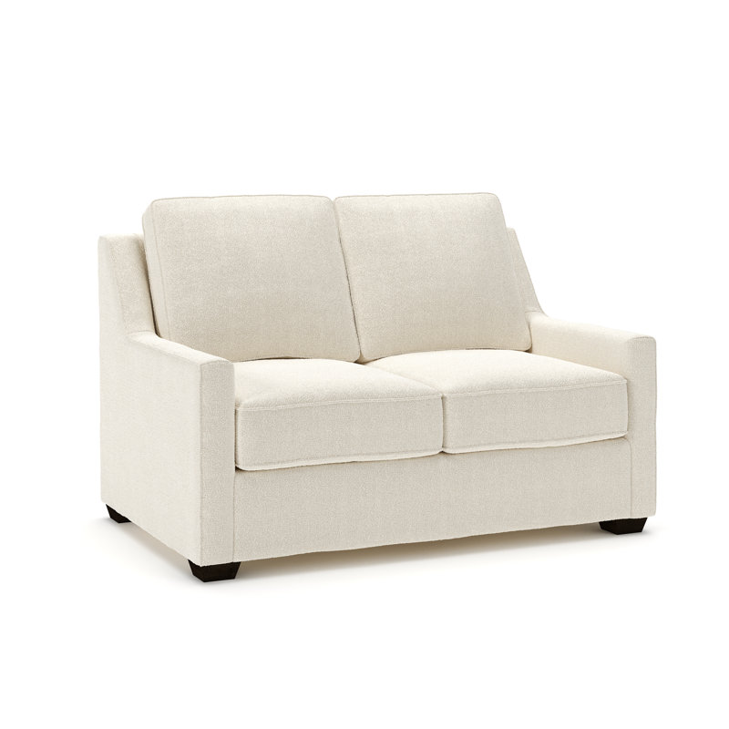 Canapé-lit rembourré de 56 po Gemi, Tissu performance bouclé Davis Pearl