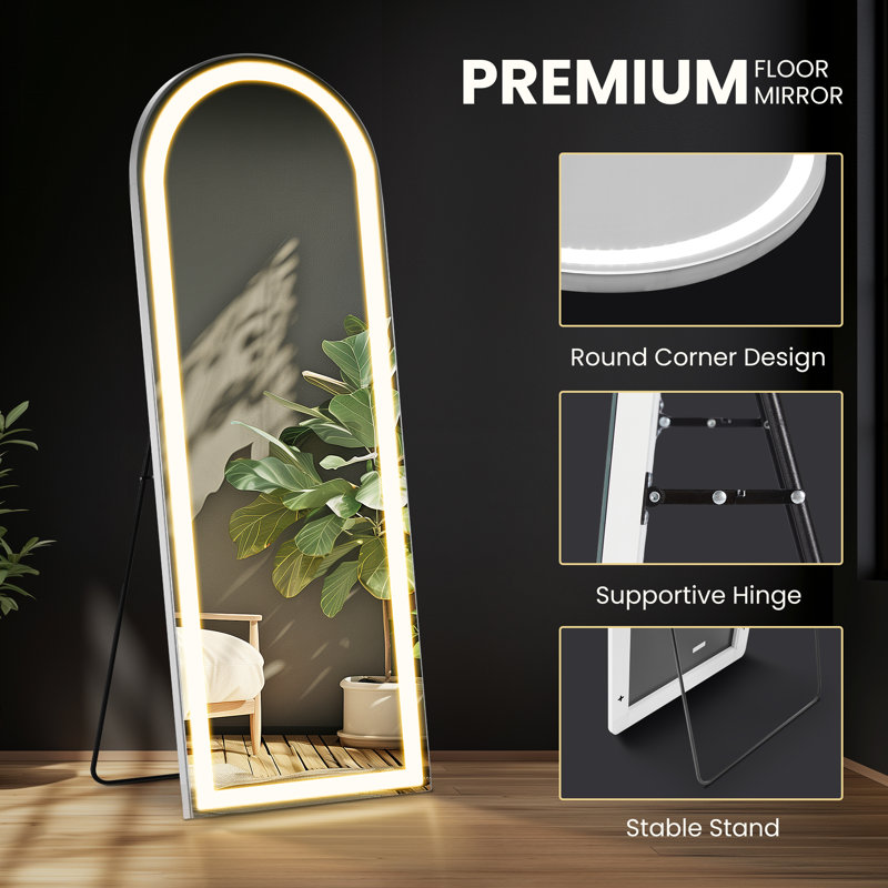 Led Full Body Mirror Arched Wall Mounted Free Standing Leaning, 71" x 26"