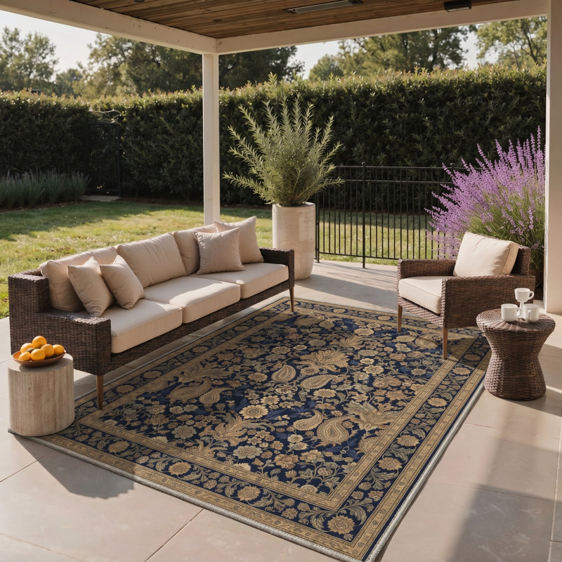 Allendale Arcadia Vintage Floral Machine Washable Brown / Black Indoor Area Rug with Non-Slip Backing, Rectangle 8' x 10'