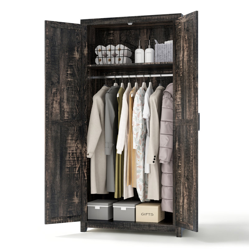 Armoire en bois manufacturé Chiara, Noir noyer