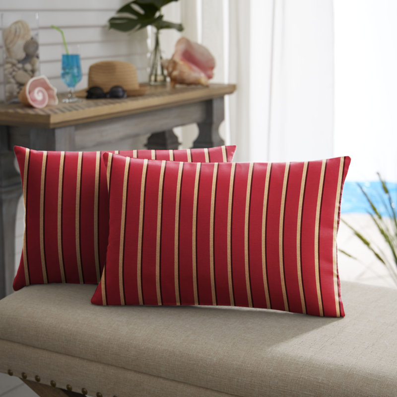  Housse et insert de coussin extérieur rayé Sunbrella, H 12 po x l 24 po, Harwood Crimson Sunbrella®