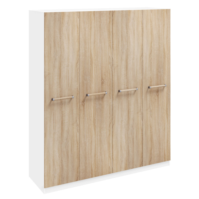 Fitchett 4 Door Manufactured Wood Wardrobe, Oak/White