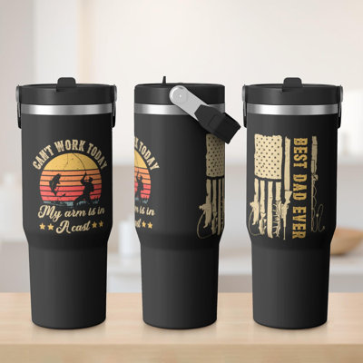 Gobelet 30 oz avec couvercle et poignée Gobelets isothermes en acier inoxydable Bouteille d'eau mignonne avec rabat (pêche)