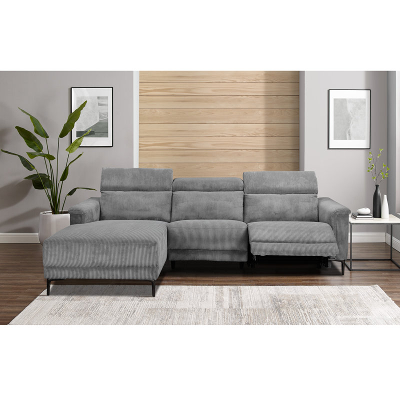 Bhairavi 3PL 1Recl L Elek Grey Corduroy 
