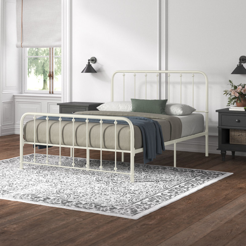 Lueras Metal Spindle Bed, Off-White, Queen