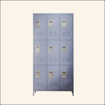 9 casiers en métal de 72 po de hauteur avec serrure pour les employés, école, bureau, salle de sport, chambre à coucher, armoire de rangement, gris, assemblage requis