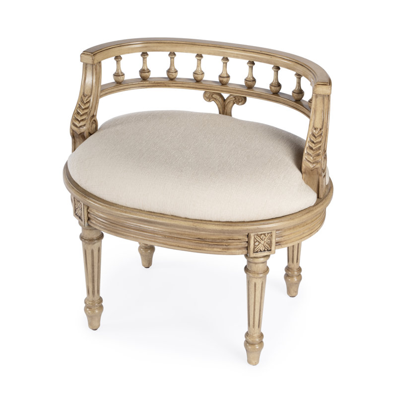 Hathaway Cotton Vanity Stool, Antique Beige