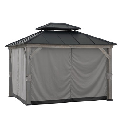 Sunjoy Gazebo Universal Replacement Privacy Curtain,Waterproof Privacy Curtains 4-Panel Screen Walls Gazebo, Patio & Backyard Protection