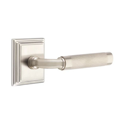 Emtek Select Privacy Interior Mortise w/ Wilshire Rosette & R-Bar Stem, Knurled Lever
