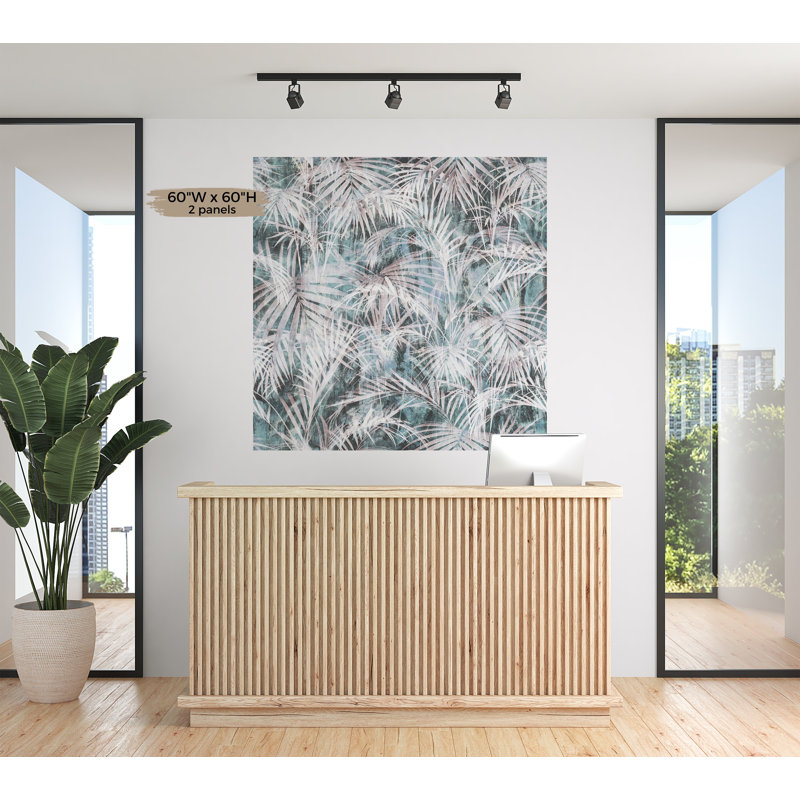 Adhésif mural botanique pelez et collez Odion - Palmiers rétro, L 108 po x l 120 po