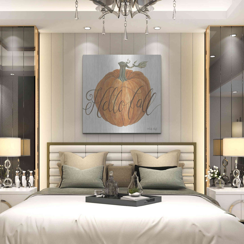 «Hello Fall Pumpkin» par Cindy Jacobs, art mural en métal, H 36 po x l 36 po
