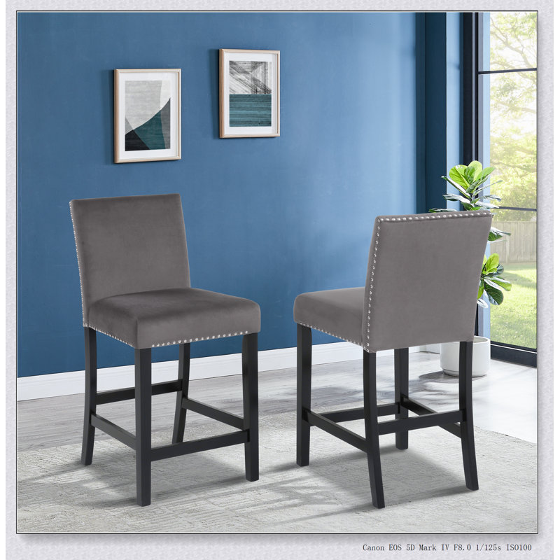 Tabouret de comptoir en velours Cobre