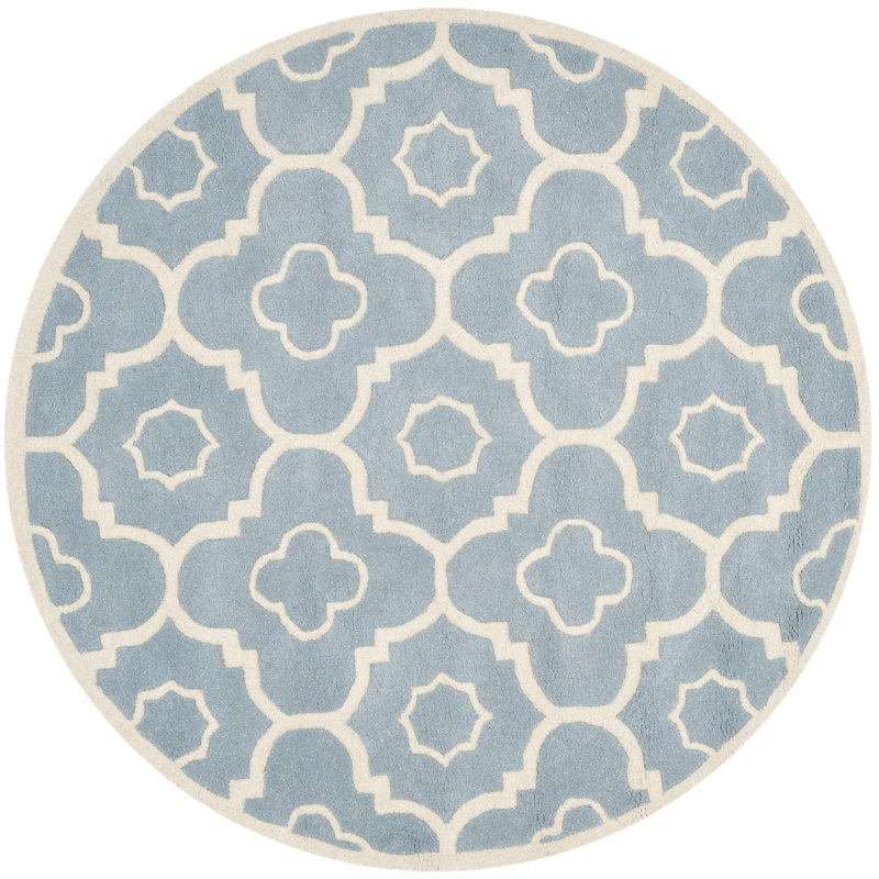 Carolene Hand Tufted Wool Geometric Rug, Round 5'