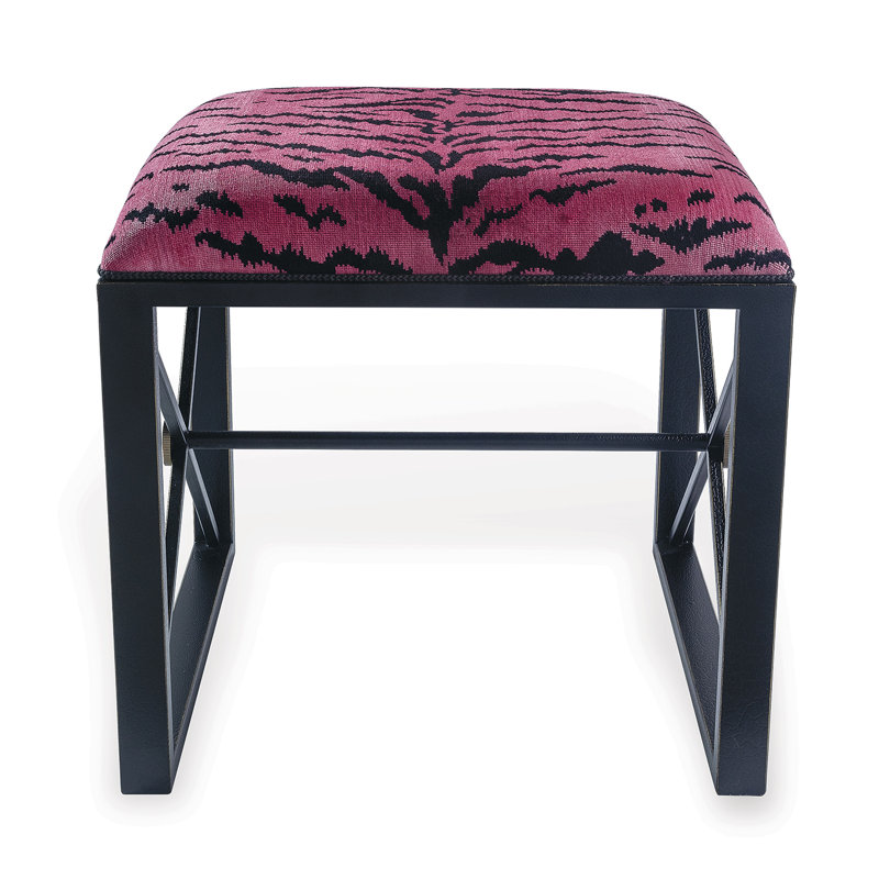 Medallion Upholstered Utility Stool,  Black