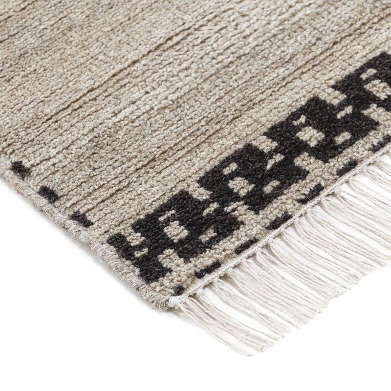 Sana Rug: Decorator Hand Knotted Rug in Natural/Black, Rectangle 7'6" x 9'6"