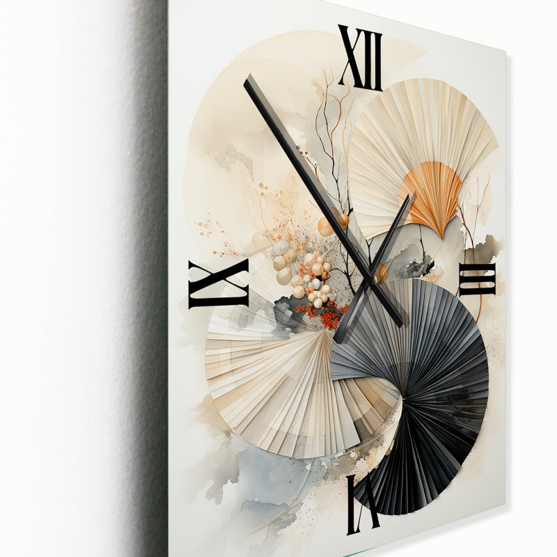 Asian Art Seashell Sumi V - Horloge murale asiatique, Petit