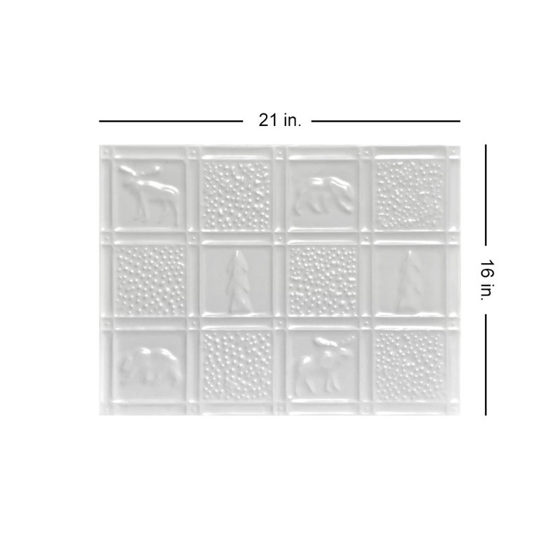 Gwen's Cabin  21" x 16" Tin Plated Steel - Wall and Backsplash Tile, White
