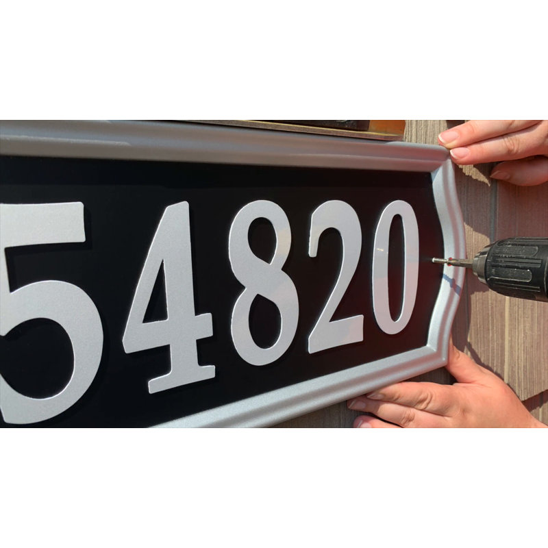 Reflective Black and White Metal Address Sign with Adhesive Numbers