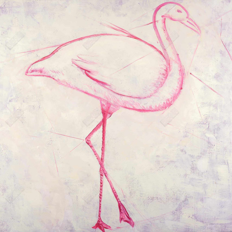 Flamingo sketch - 18"x18" Throw pillow cover - Poly twill - Print on demand, 18"H x 18"W