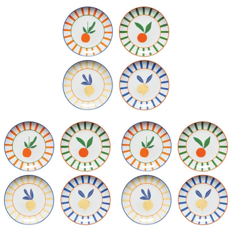 Set of12 Appie Plates Citrus Burst