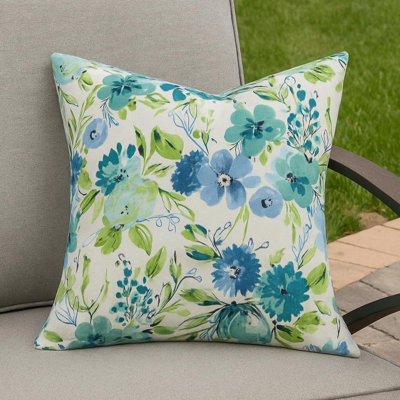 Turquoise Blue Floral Pillow Cover