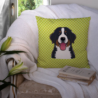 Checkerboard Bernese Mountain Dog Indoor/Outdoor Throw Pillow