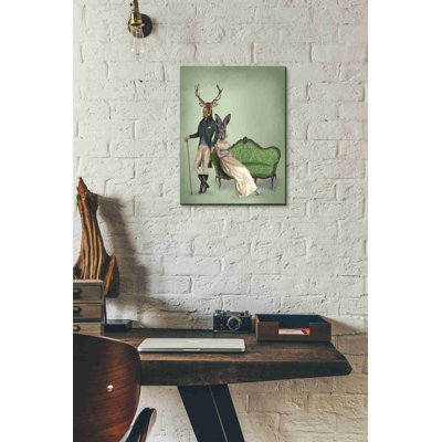 Deer And Mrs Rabbit - Wrapped Canvas Print