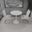 Table de salle à manger 31,5 "circulaire blanche, table de salle à manger Tulip, table de salle à manger pour 2 à 4 personnes, plateau et base en panneau de fibres à densité moyenne et 2 chaises de salle à manger en métal plaqué en polyuréthane blanc-1902367906-1902367904-1902367909