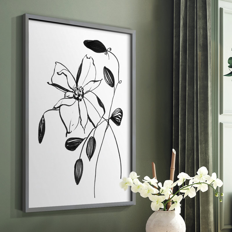 Wild Clematis II, reproduction encadrée - bois massif, H 10 po x l 8 po, Gris