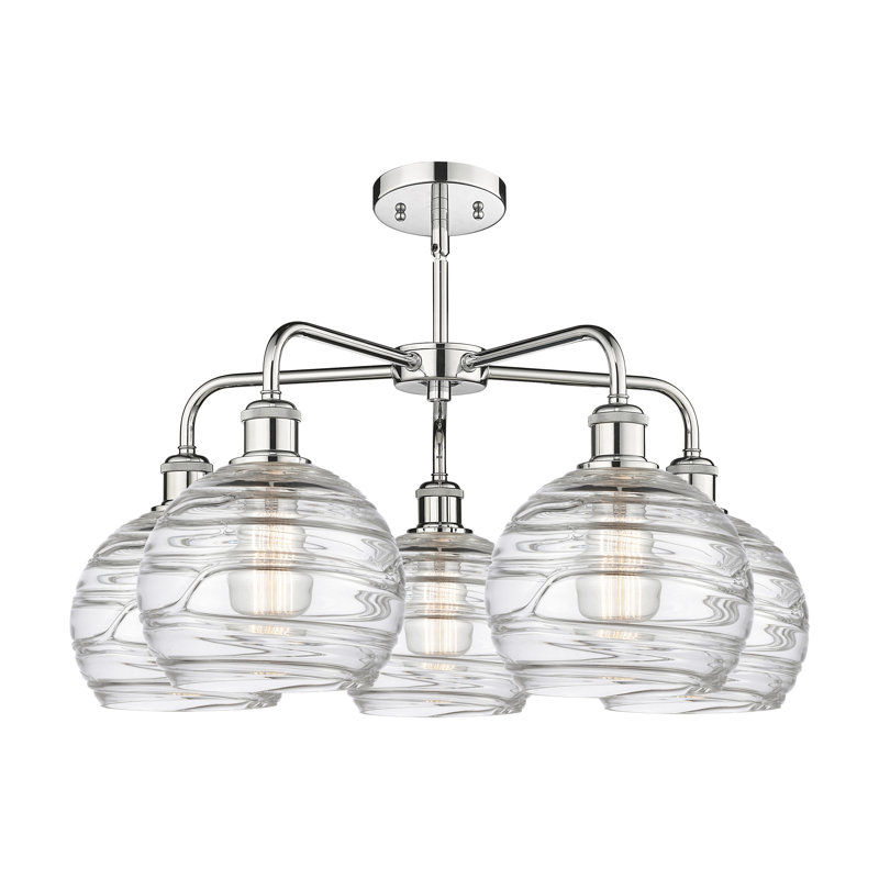 Lustre sphérique à 5 lumières en acier à intensité variable Essex, H 15,88 po x l 26 po x P 26 po, Chrome poli