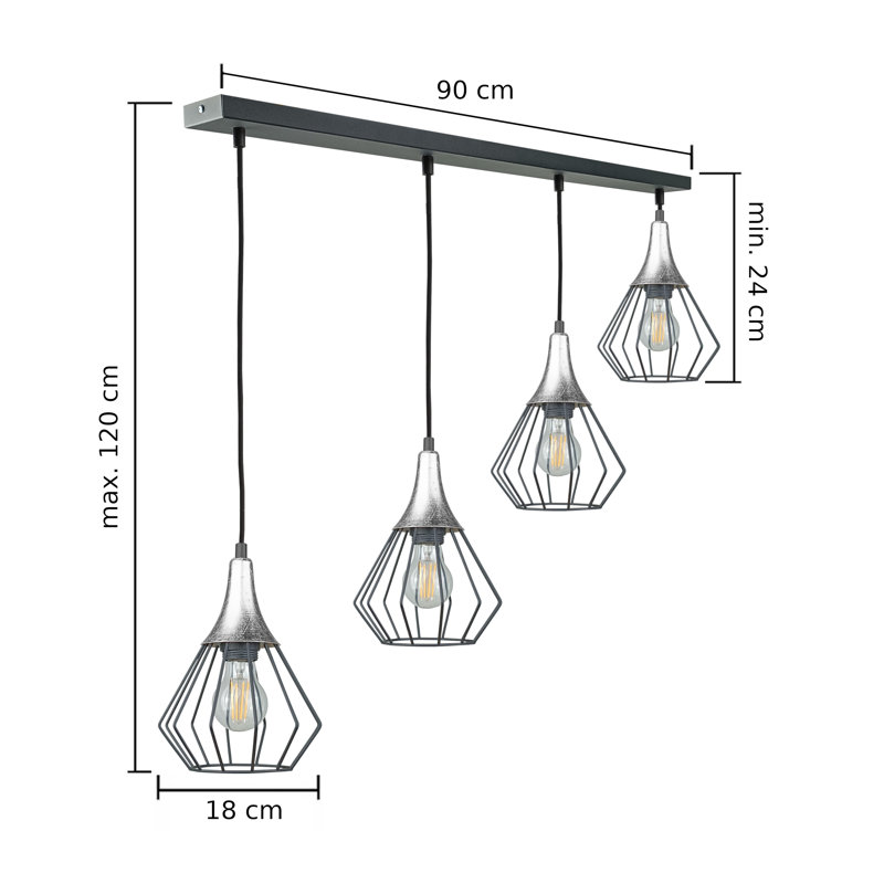 Yaelle 4 - Light Kitchen Island Pendant, Black/Silver