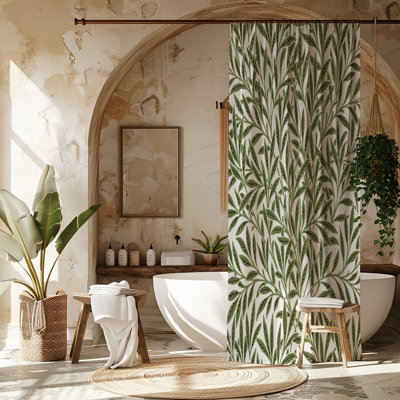 Green Foliage Shower Curtain