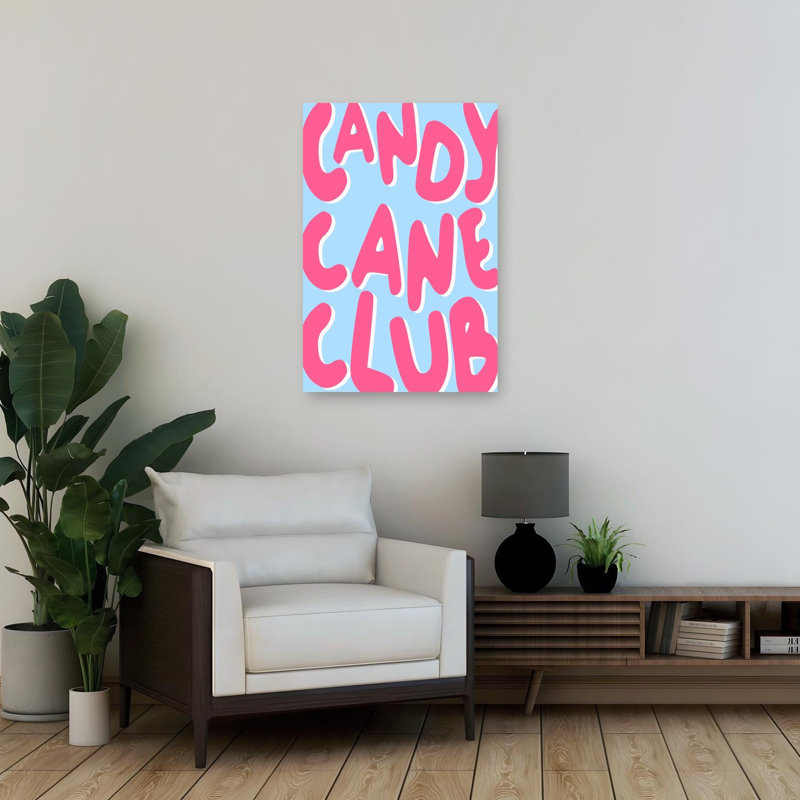 Candy Cane Club Bold Modern Playful Winter Wall Art Print by Karen Menzenbach - Wrapped Canvas Print, 91.44cm H x 60.96cm W