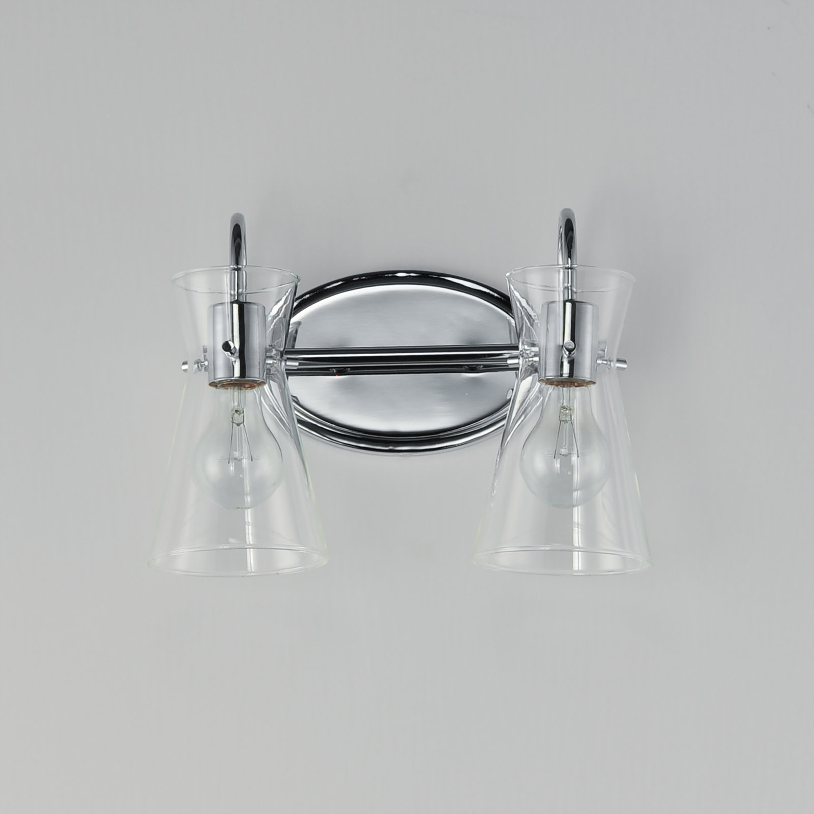 2 Light Transparent Dimmable Vanity Light, Polished Chrome