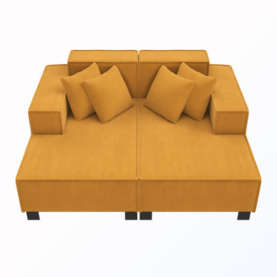 Upholstered Sectional Sofa With 4 Pillows