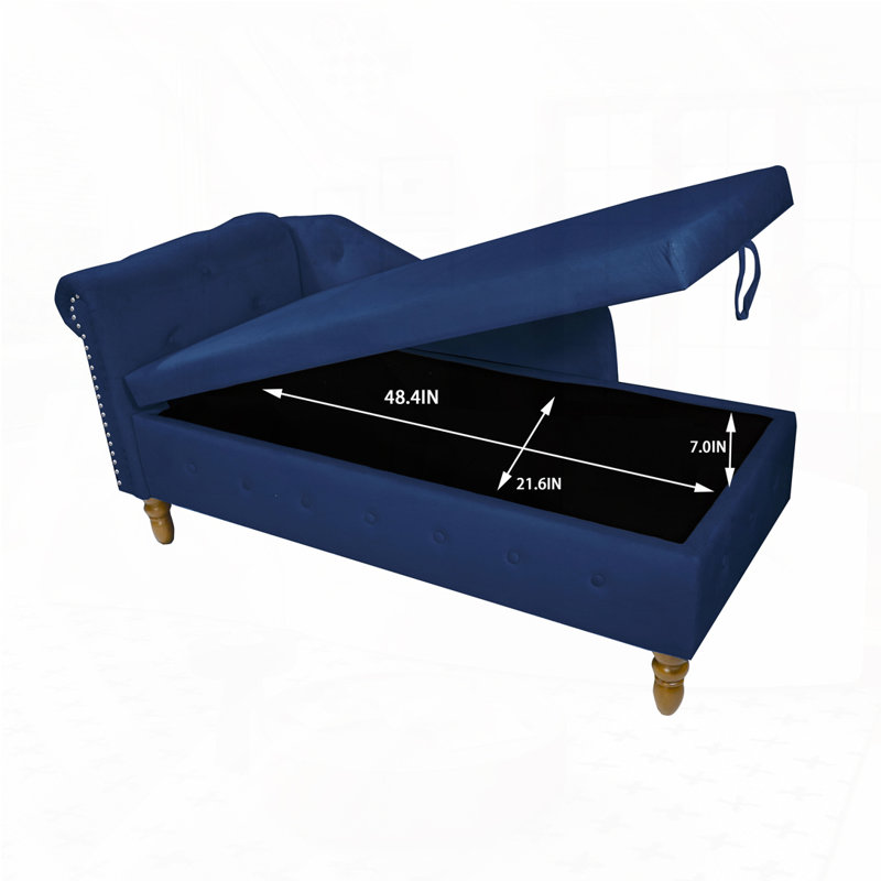 Chaise longue rembourrée pour l'intérieur, Bleu marine, Brun