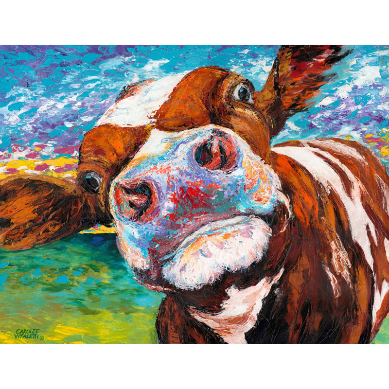 Curious Cow I - reproduction sur toile, H 40 po x l 60 po x p 1,5 po