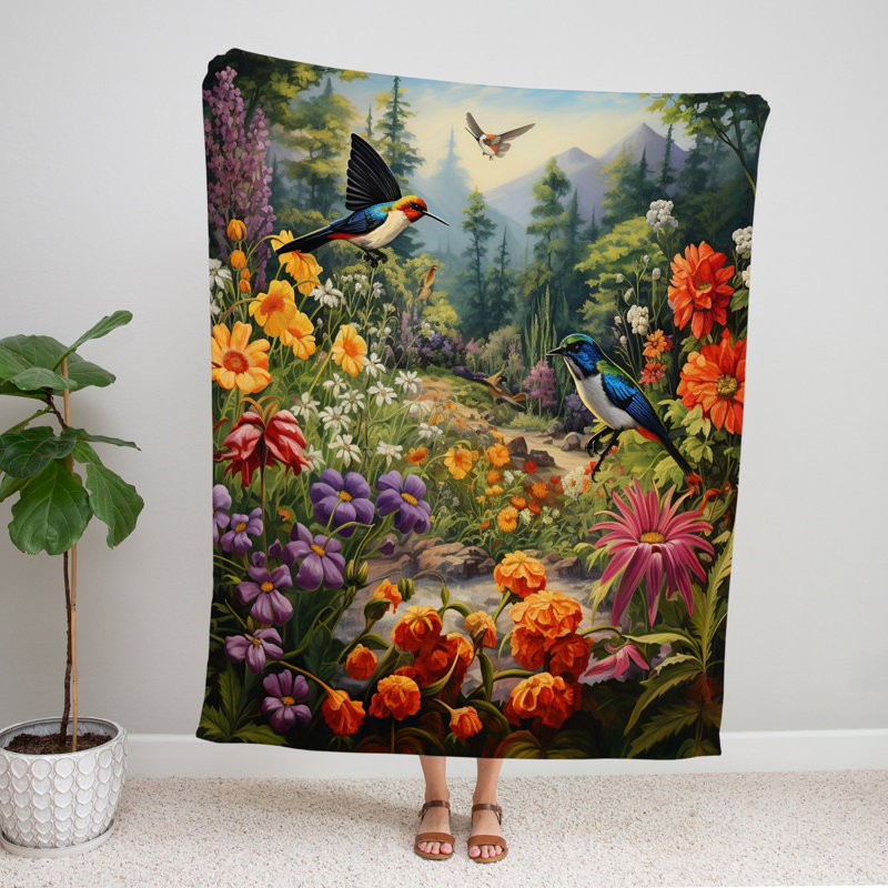 Jeté , L 68 po x L 80 po, Imprimé animalier / floral, Multicolore