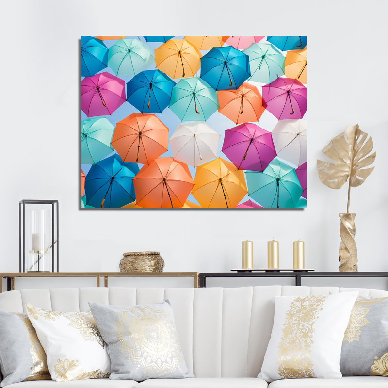Multicolore parapluies photo moderne sur toile, Toile tendue, H 24 po x l 32 po x P 1 po