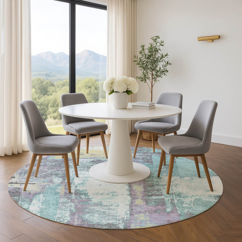 Premium Machine Washable Pirtle Abstract Rug, Round 8'