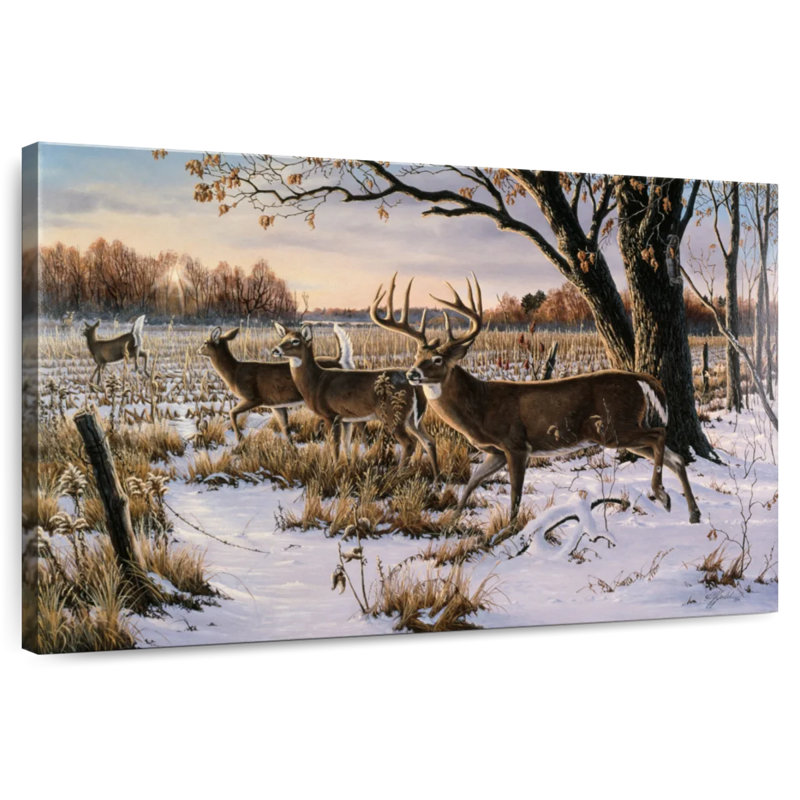Brampt Cautious Crossing - Whitetails, 34" H x 51" W