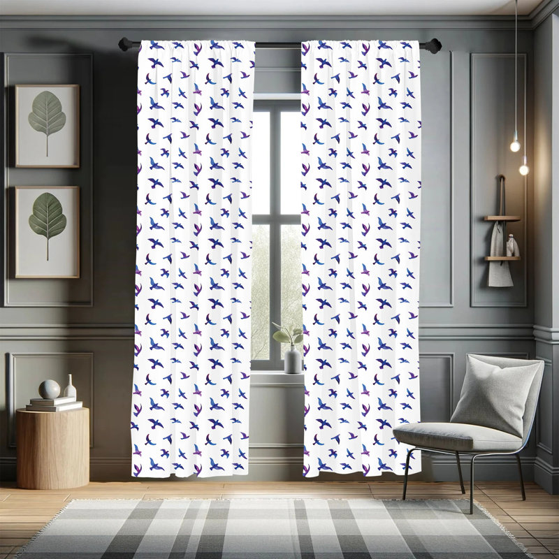 Birds Semi-Sheer Rod Pocket Sliding Panel, 28" x 95"